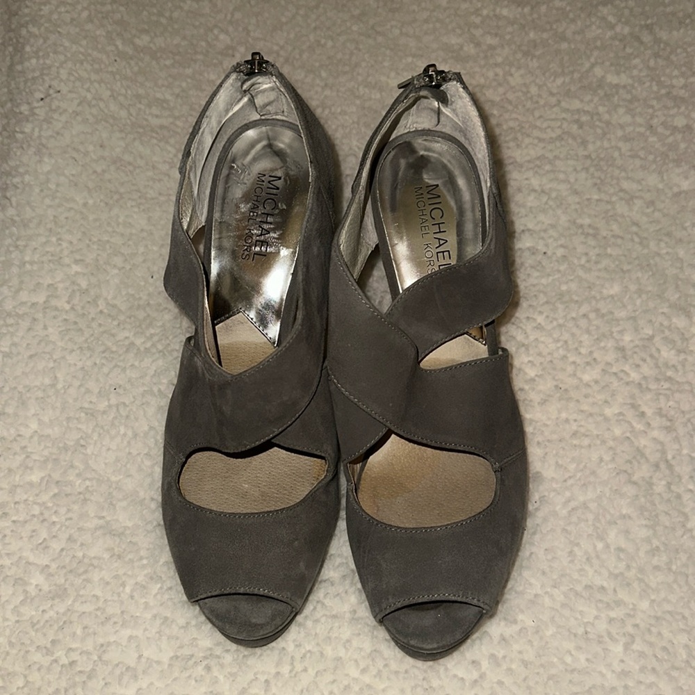 Gray suede Michael Kors heels